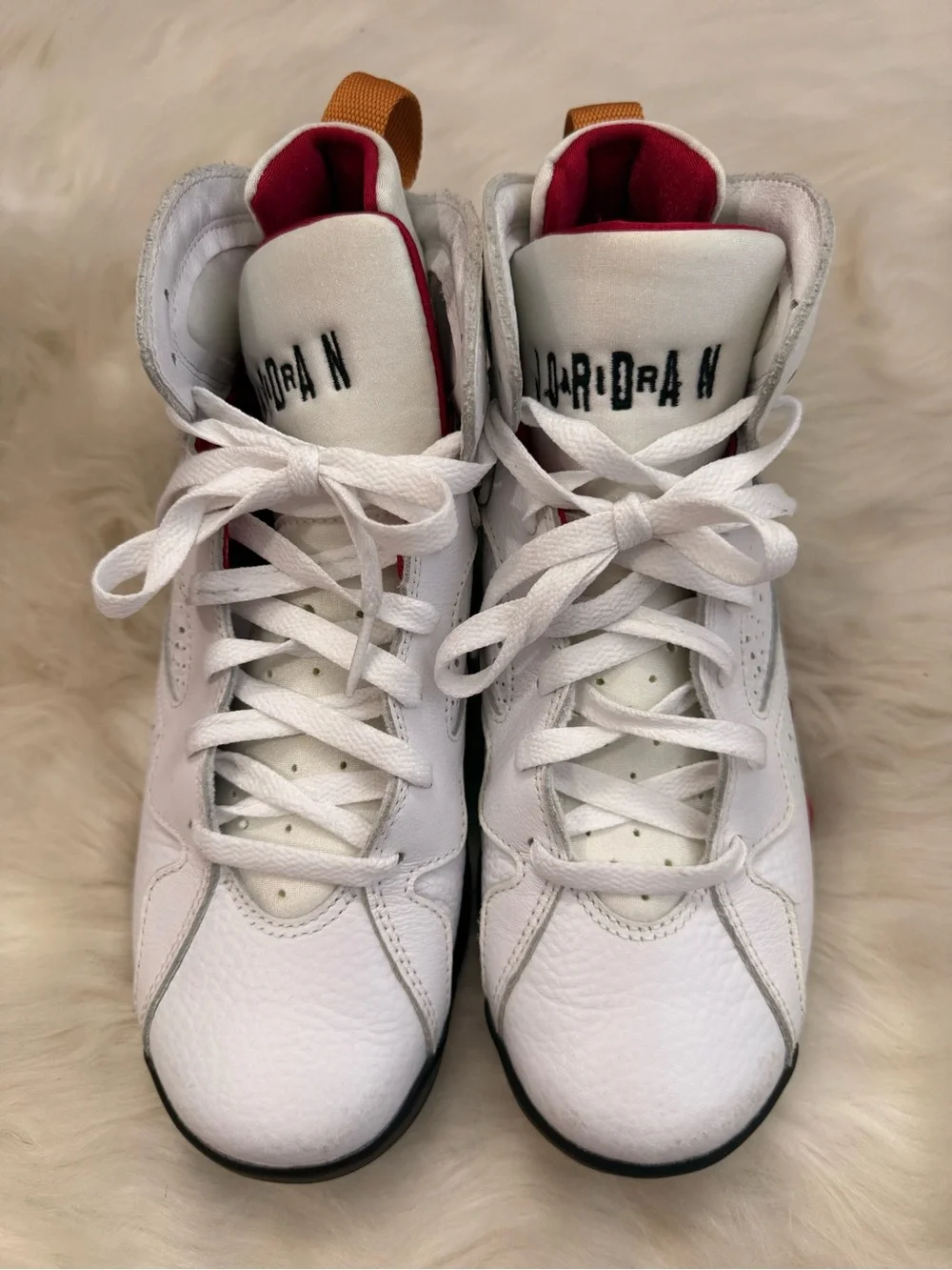 Jordan 7 ( Cardinals) White/Red/Gold Basketball Sneakers
